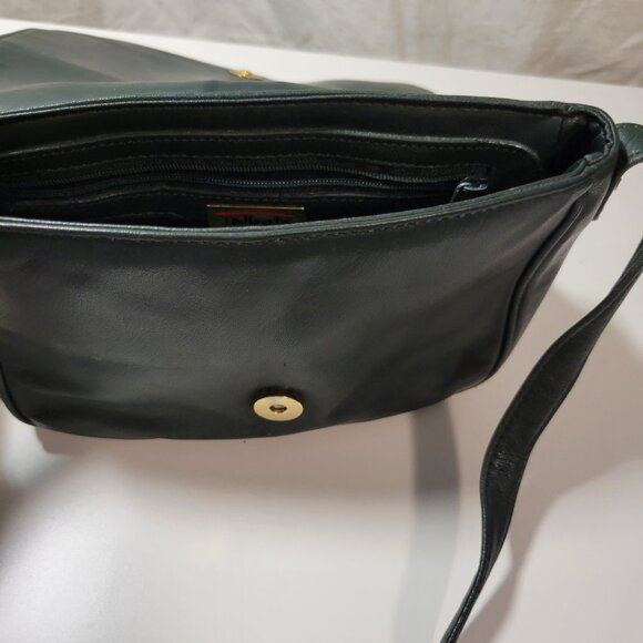 Vintage Talbots Dark Forest Green Cross-body Leather Purse - Picture 4 of 14